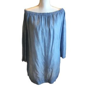 Cloth & Stone Light Wash Chambray Lyocell Mini Dress Size Small